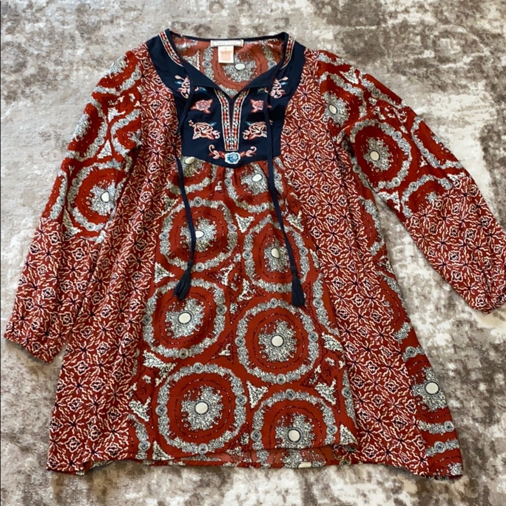 Red and Navy Pattern Dress